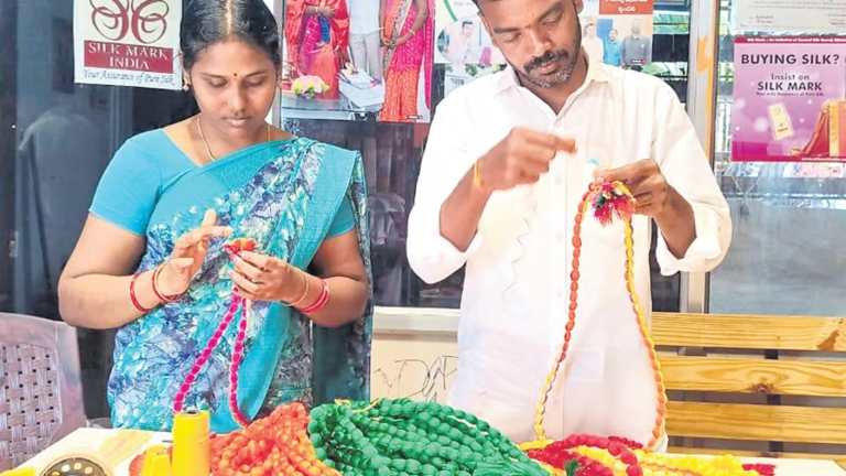 This Sircilla couple weaves success with sacred garlands